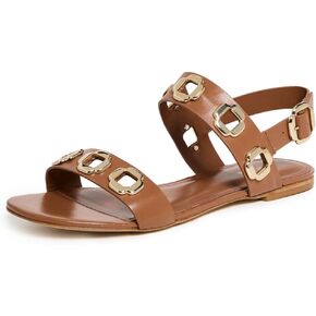 Larroude Women's Milan Flat Sandals, Beige, Tan, 7.5 Medium US in Kuwait