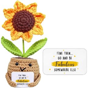 Sunflower Doll Crochet مع بطاقة - أفضل جدة معتمدة - هدية للجدة من حفيدة ، حفيد ، عيد الأم ، عيد الميلاد ، هدية عيد ميلاد للجدة ، نانا ، جيجي