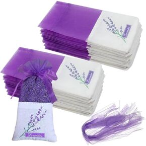 30pcs Empty Organza Sachet Bags, Small Mesh Fabric Spice Bags for Lavender, Spice and Herbs (Purple)