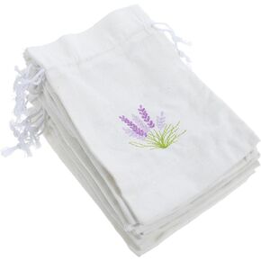Holidyoyo Sachet الأكياس الفارغة 10pcs أكياس نسيج الكتان اللافندر المطرزة أكياس الرباط القطن حلوى صغيرة كيس العطر لصالح حفل ​​زفاف التوابل لصالح L.