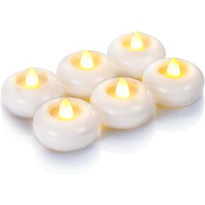 Homemory 24pack 2 "شموع عائمة LED عديمة الطيب ، 200 ساعة من البلاستيك البطارية تعمل على الخفقان المائي للماء للمزهريات الأسطوانة ، القطع المركزية في حفل الزفاف ، الحفلات ، حمام السباحة ، العطلة (قاعدة بيضاء)