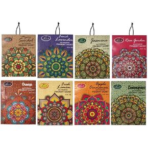Liela - مجموعة الأكياس العليا من 8 ، العطر - اللافندر ، الصندل ، الورد ، الياسمين ، الليمون الطازج ، الليمون ، البرتقال والتفاح القرفة