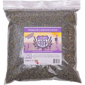 براعم اللافندر الممتازة من Lavender 101 - زهور اللافندر السائبة المزروعة بالأكيشر والشموع والصابون والصياغة والعلاج العطري وحفلات الزفاف والأحداث ، الأرجواني ، 101b16oz