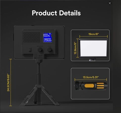 RALENO LED Video Light, Camera Light for Pictures Video Recording with 4000mAh Battery Support Type-C USB Power Supply, CRI>95 3200K-5600K Photo Light for Outdoor Photography Live Streaming Zoom Calls in Saudi Arabia