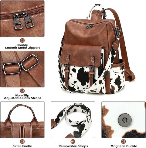 Backpack Purse for Women PU Leather Back Packs Designer Ladies Shoulder Bag Fashion Faux Work Travel Handbags in Saudi Arabia