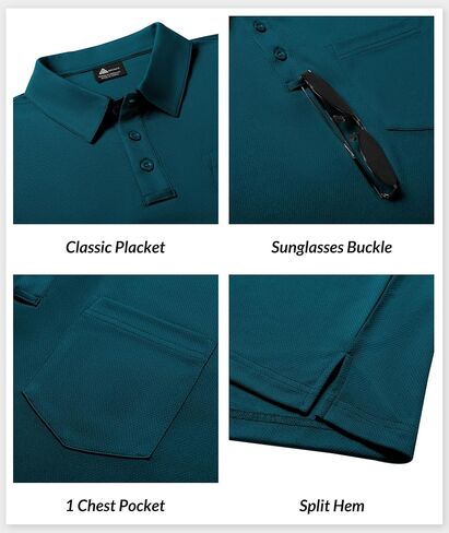 Scodi 7 Pack Polo Polo Dorts للرجال مع رطوبة الجيب Wicking Golf Polo Shirt بأكمام قصيرة في الهواء الطلق Tshirt التكتيكي in Kuwait