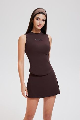 Airfree Two Piece Tennis Skirt Set for Women Sleeveless Side Slit Athletic Golf Skirt Sets Women 2 Piece Outfits with Pockets in Saudi Arabia
