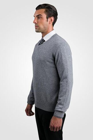 JENNIE LIU Men's 100% Pure Cashmere Long Sleeve Pullover V Neck Sweater in Saudi Arabia