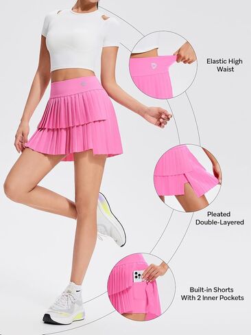 Mudere Womens Pleated Tennis Skirt with Shorts Athletic Skort with Pockets High Waisted Golf Skorts for Workout Pickleball in Saudi Arabia
