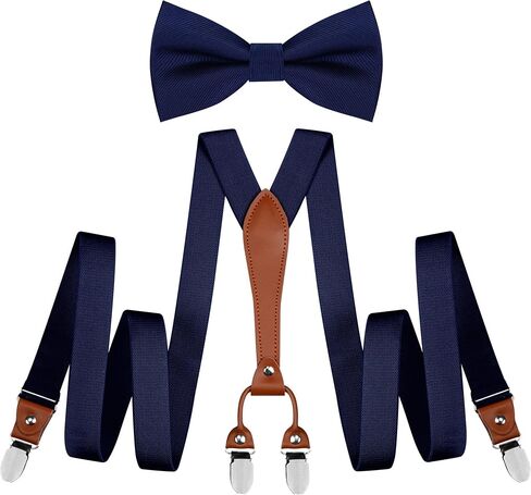 GUSLESON Suspenders & Bowtie Set Men's Elastic Band Suspenders + Bowtie for Wedding, Formal Events in Saudi Arabia
