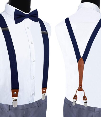 GUSLESON Suspenders & Bowtie Set Men's Elastic Band Suspenders + Bowtie for Wedding, Formal Events in Saudi Arabia