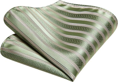 Hi-Tie Mens Tie Set Silk Striped Woven Necktie with Lapel Pin Pocket Square Cufflinks Set for Wedding Party in Kuwait