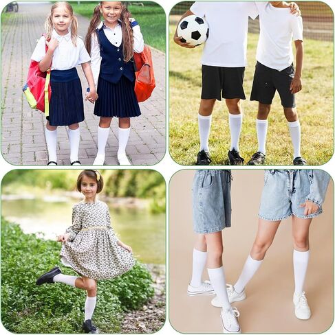 Lusofie 2 Pairs knee high socks for girls 8-12 Years Cotton School Uniform Socks Kids Boy Soft & Lightweight knee socks girls in Saudi Arabia