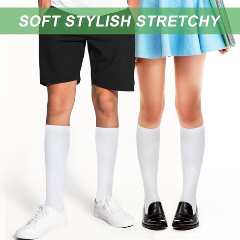 Lusofie 2 Pairs knee high socks for girls 8-12 Years Cotton School Uniform Socks Kids Boy Soft & Lightweight knee socks girls in Saudi Arabia