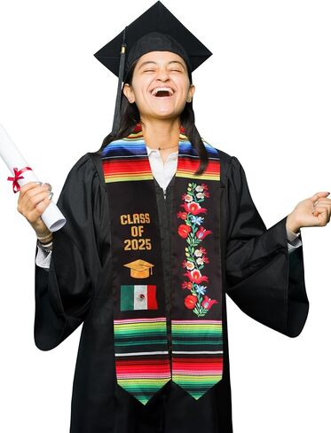 Mexican Graduation Sash Vibrant Print Mexican Flag Stole for Grads Mexican American Sash Class of 2025 in Kuwait