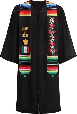 Mexican Graduation Sash Vibrant Print Mexican Flag Stole for Grads Mexican American Sash Class of 2025 in Kuwait
