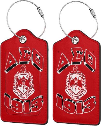 2 Pack Luggage Tags Sorority Paraphernalia 1913 Sorority Gifts for Women Pu Leather Baggage Tag Privacy Cover ID Label with Stainless Steel Loop Suitcase Travel Bag Labels in Saudi Arabia