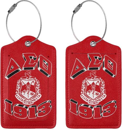 2 Pack Luggage Tags Sorority Paraphernalia 1913 Sorority Gifts for Women Pu Leather Baggage Tag Privacy Cover ID Label with Stainless Steel Loop Suitcase Travel Bag Labels in Saudi Arabia