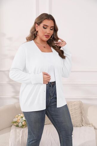 TIANZHU Cardigan Sweaters for Women Plus Size Open Front Long Sleeve V Neck Button Comfy Lightweight Cardigan Casual Coat in Saudi Arabia