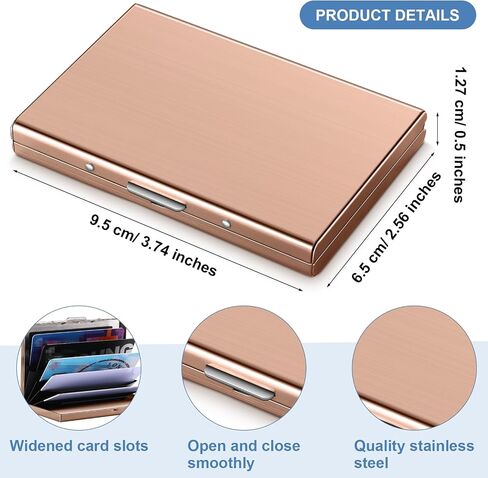 Thenshop 3 Pcs Stainless Steel Credit Card Holder Metal RFID Blocking Case Protector Metal ID Card Wallet with 6 Slot for Men Women Gift Box(Silver, Rose Gold, Mirror Silver) in Saudi Arabia