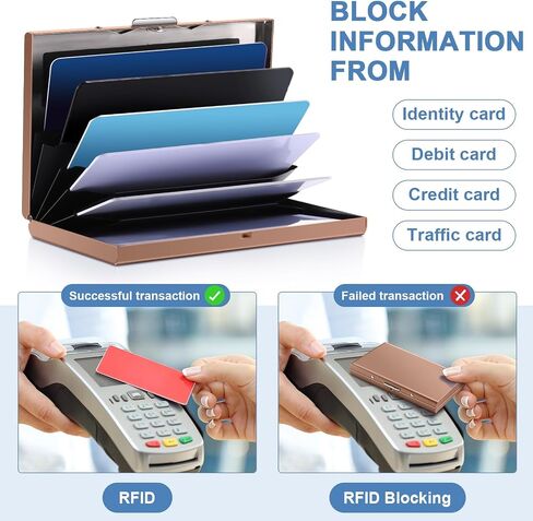 Thenshop 3 Pcs Stainless Steel Credit Card Holder Metal RFID Blocking Case Protector Metal ID Card Wallet with 6 Slot for Men Women Gift Box(Silver, Rose Gold, Mirror Silver) in Saudi Arabia