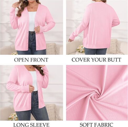 TIANZHU Cardigan Sweaters for Women Plus Size Open Front Long Sleeve V Neck Button Comfy Lightweight Cardigan Casual Coat in Saudi Arabia