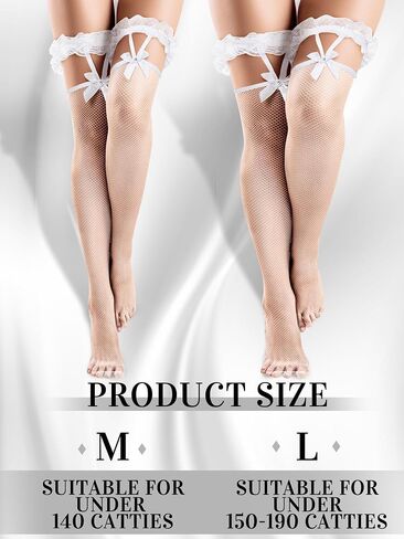 Bencailor 4 Pairs Fishnet Thigh High Stockings Silky Bow Lace Top Sheer Over Knee Stocking for Women in Saudi Arabia