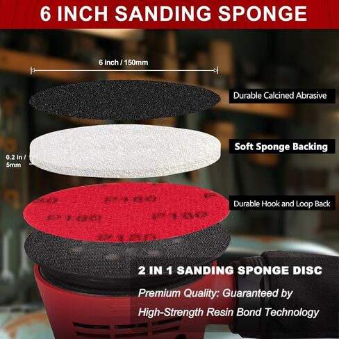 18Pcs 5 Inch Hook and Loop Sanding Sponge Discs 1200 Grit Wet Dry Sandpaper with Buffer Backing Pads for Random Orbital Sander Curved Surface and Large-Area Sanding for Automotive Metal Wood in Kuwait