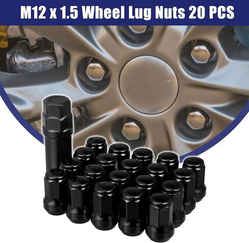 ACROPIX M12 x 1.5 سيارة العروة المكسرات مخروط مقعد نهاية مغلقة انتفاخ الجوزة عرافة عجلة الجوز مع مفتاح المقبس لهجة الذهب - حزمة من 20 in Kuwait