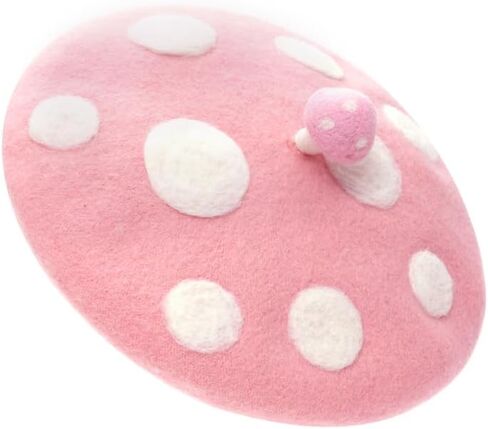 Mushroom Beret Handmade Wool Felt Hat Men Women's Cosplay Cap Vintage Painter Beanies in Kuwait