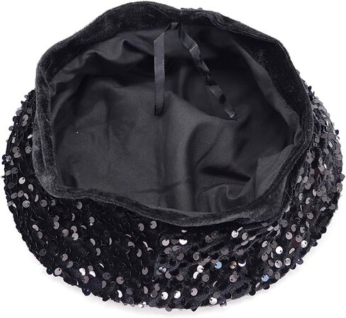 Coolwife Sequin Beret Hats for Women Artist Cap Fashionable Ladies Bling Shining French Style Beanie Beret in Saudi Arabia