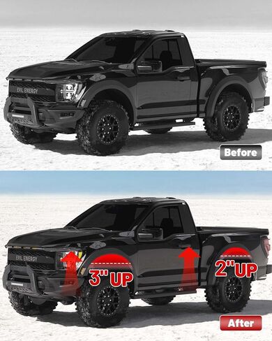 طقم رفع تسوية أمامي وخلفي 3 بوصة من EVIL ENERGY لسيارة Toyota 2005-2023 Tacoma 2WD 4WD (6 عروات فقط) 2003-2023 4Runner و2007-2015 FJ Cruise، فواصل دعامة للتعليق باللون الأحمر in Kuwait