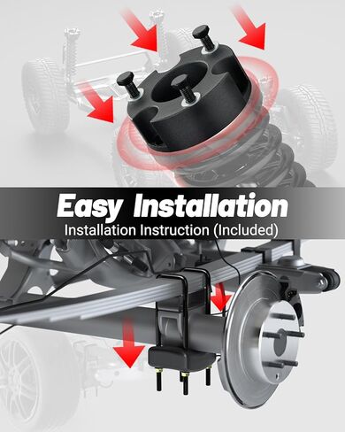 طقم رفع تسوية أمامي وخلفي 3 بوصة من EVIL ENERGY لسيارة Toyota 2005-2023 Tacoma 2WD 4WD (6 عروات فقط) 2003-2023 4Runner و2007-2015 FJ Cruise، فواصل دعامة للتعليق باللون الأحمر in Kuwait