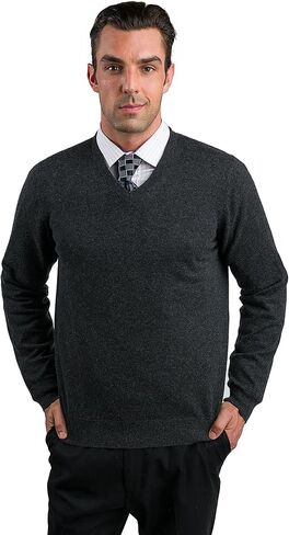 JENNIE LIU Men's 100% Pure Cashmere Long Sleeve Pullover V Neck Sweater in Saudi Arabia