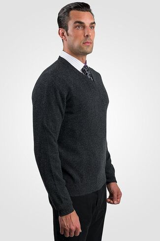 JENNIE LIU Men's 100% Pure Cashmere Long Sleeve Pullover V Neck Sweater in Saudi Arabia