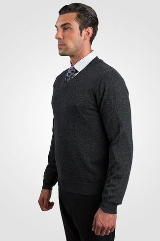 JENNIE LIU Men's 100% Pure Cashmere Long Sleeve Pullover V Neck Sweater in Saudi Arabia