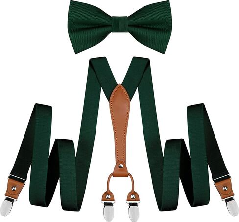 GUSLESON Suspenders & Bowtie Set Men's Elastic Band Suspenders + Bowtie for Wedding, Formal Events in Saudi Arabia