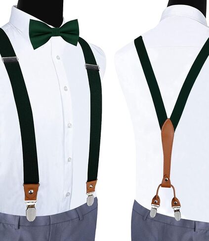 GUSLESON Suspenders & Bowtie Set Men's Elastic Band Suspenders + Bowtie for Wedding, Formal Events in Saudi Arabia