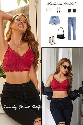 Avidlove Bralettes for Women Lace Camisole Y2K Tank Top Unpadded Wireless Double-Layered Lingerie in Kuwait