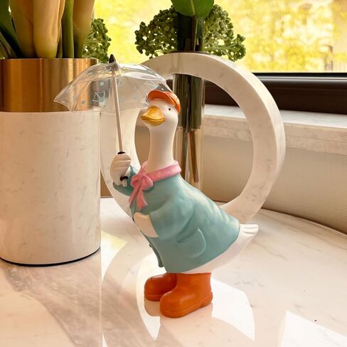 Duck Statue for Holding Umbrella Home Decor Resin Sculptured Hand Painted Figurine Creative Craft Cute Decoration Gift for Kids Womens Decorative Garden Yard Room in Saudi Arabia