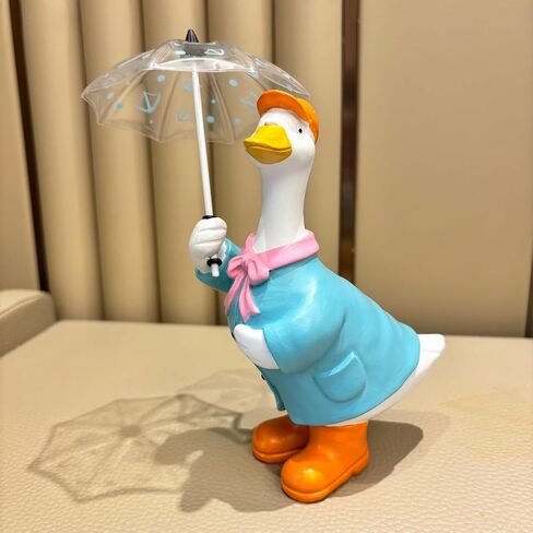 Duck Statue for Holding Umbrella Home Decor Resin Sculptured Hand Painted Figurine Creative Craft Cute Decoration Gift for Kids Womens Decorative Garden Yard Room in Saudi Arabia