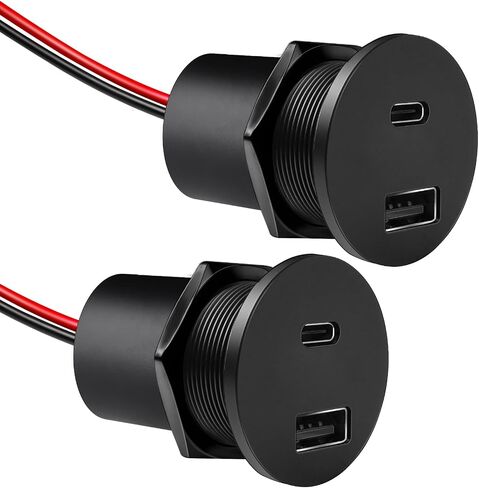Acegoo 12V USB Outlet 30W PD Type-C & 18W QC3.0 Aluminum USB Charger Socket Dual Port Fast Charging Recessed Mount Replacement Car Charger Accessories for RV Camper Trailer Truck Boat Golf (2Pcs) in Saudi Arabia
