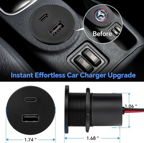 Acegoo 12V USB Outlet 30W PD Type-C & 18W QC3.0 Aluminum USB Charger Socket Dual Port Fast Charging Recessed Mount Replacement Car Charger Accessories for RV Camper Trailer Truck Boat Golf (2Pcs) in Saudi Arabia