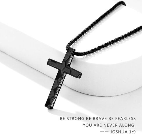 Soccer Cross Necklace for Boys Men Inspirational Christian Bible Verse Cross Pendant Stainless Steel Chain 20+2 inch Soccer Jewelry Religious Gift for Men in Kuwait