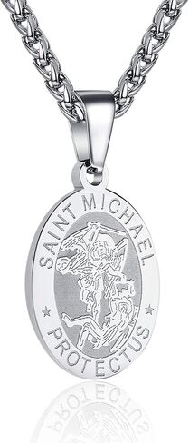 RS Saint St Michael/Christopher/Jude/Benedict/Joseph/Anthony Medal Necklace for Men Boys 24 In Religious gifts in Saudi Arabia