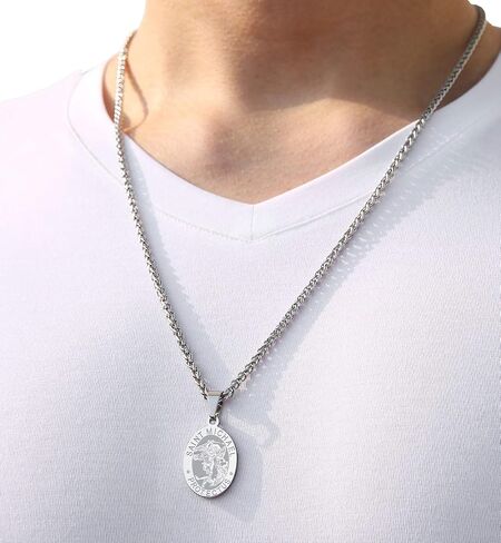 RS Saint St Michael/Christopher/Jude/Benedict/Joseph/Anthony Medal Necklace for Men Boys 24 In Religious gifts in Saudi Arabia