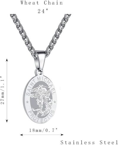 RS Saint St Michael/Christopher/Jude/Benedict/Joseph/Anthony Medal Necklace for Men Boys 24 In Religious gifts in Saudi Arabia