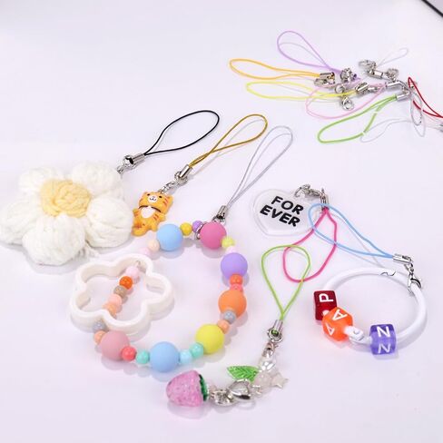 MINI-FACTORY 100PCS DIY Charm Straps with Lobster Clasp Colorful Lanyard Cords for Phone Charms, USB Drives, Keychains, Jewelry Making, Crafts, Purse & Name Tag Accessories in Kuwait