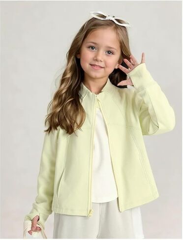 الفتيات zip up عرضة سترة غير رسمية قمصان طويلة الأكمام in Kuwait