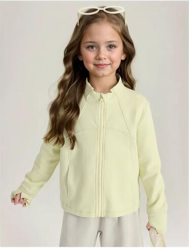 الفتيات zip up عرضة سترة غير رسمية قمصان طويلة الأكمام in Kuwait